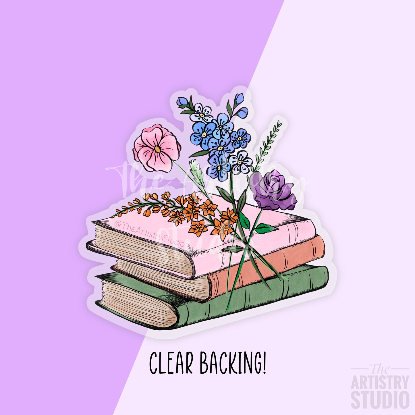 Bouquet Book Clear Sticker | 2.8x2.7