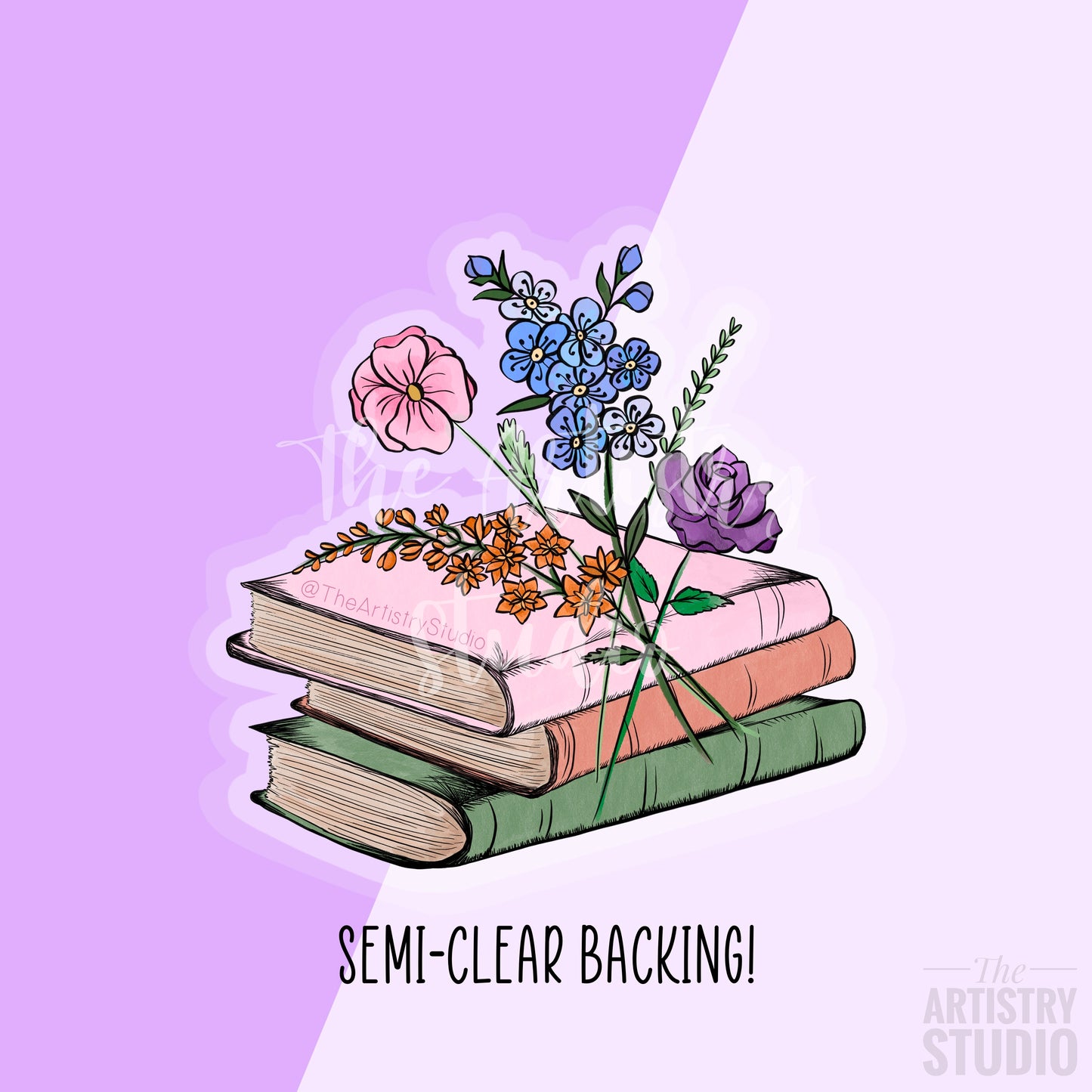 Bouquet Book Clear Sticker | 2.8x2.7