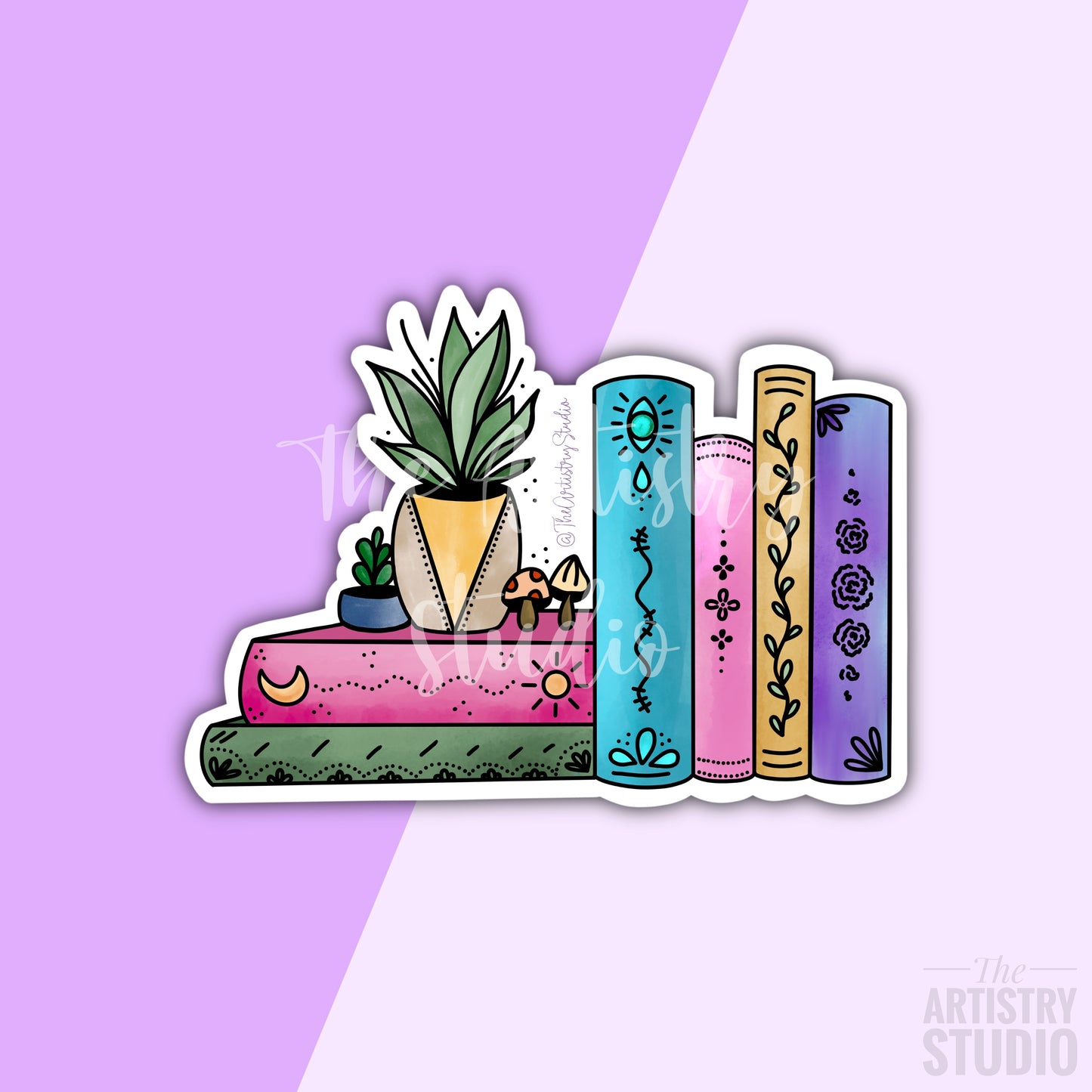Books and Plants Sticker | 2.9x2.1