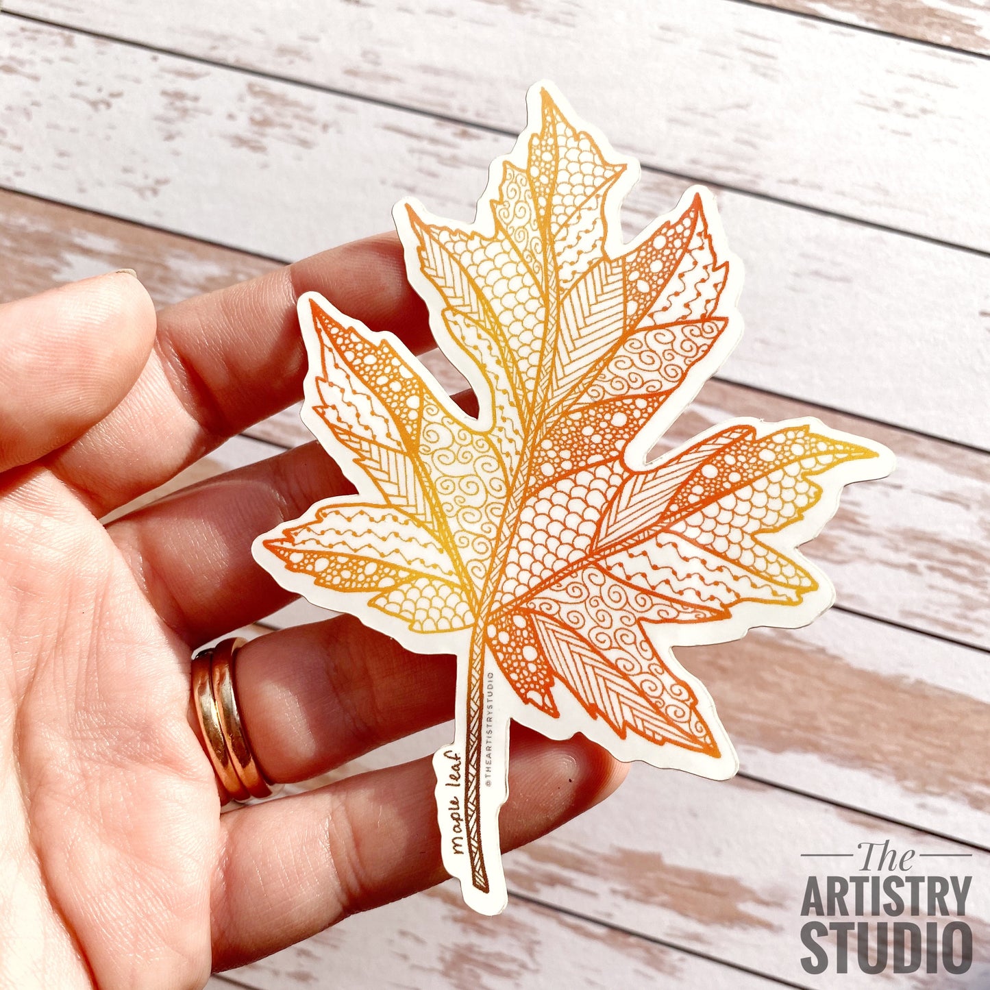 Zen Maple Leaf Sticker | 2.7x3.2