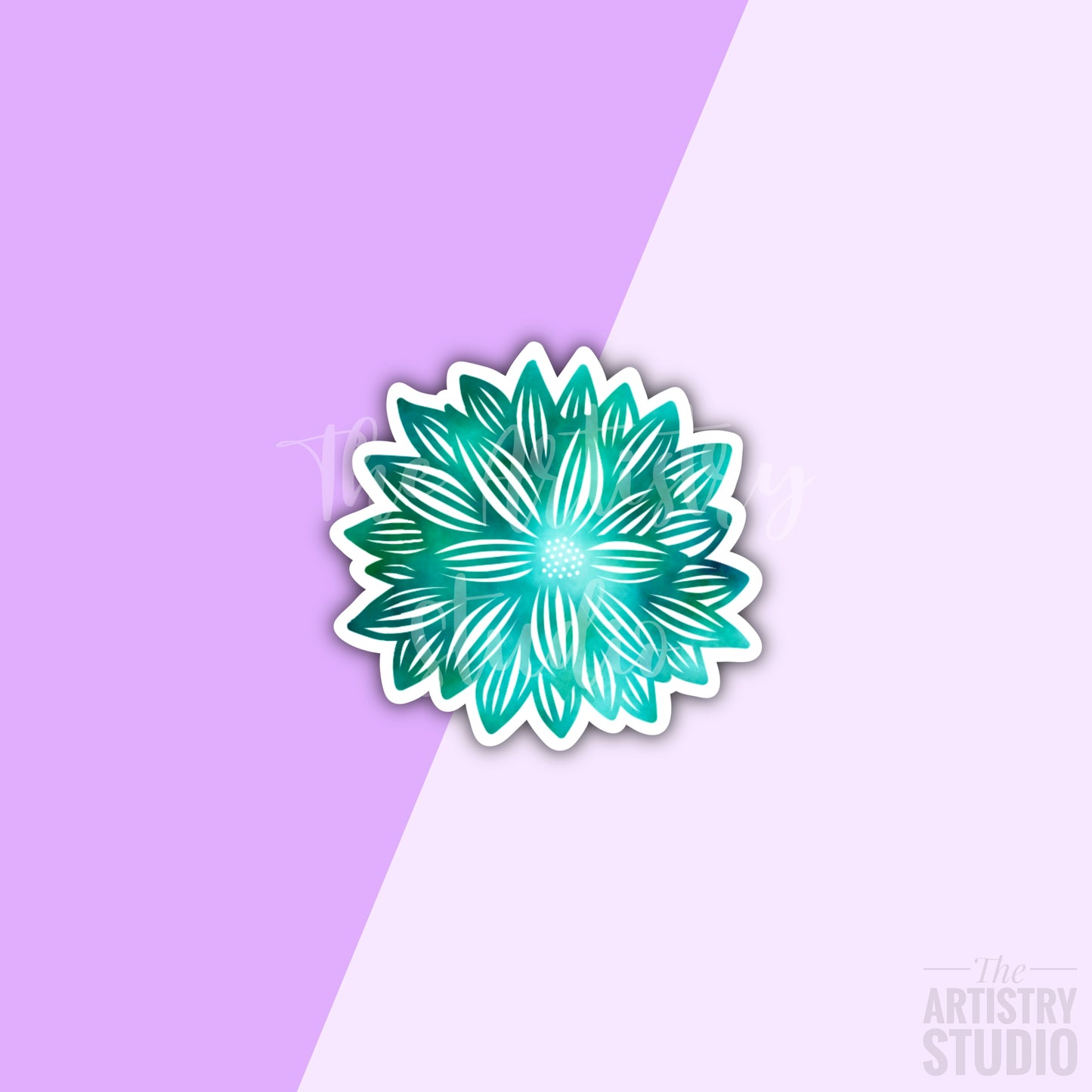 Mini Green Lotus Sticker | 1.5x1.5”