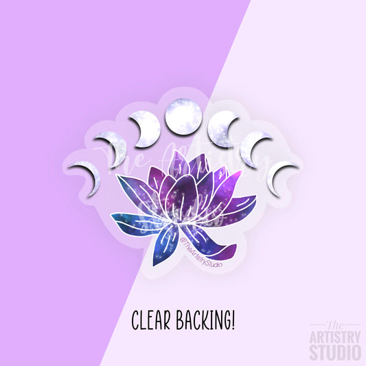 Moon Lily Clear Sticker | 3x2.3