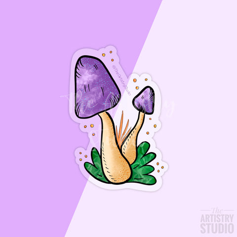 Purple Mushroom Clear Sticker | 2.1x3