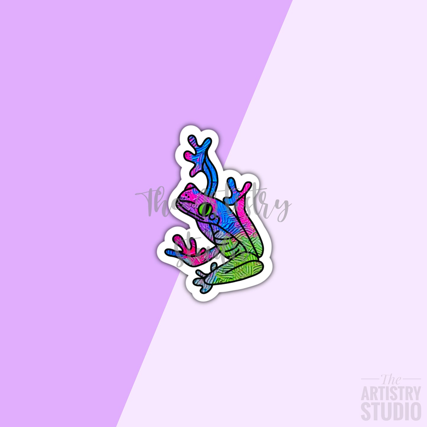 Mini Colorful Frog Sticker | 1.75x1.2