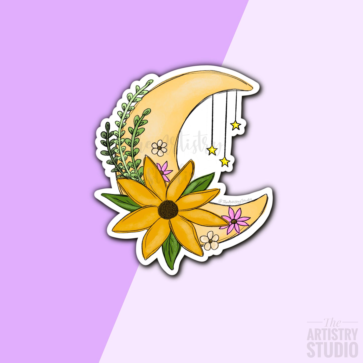 Floral Moon Sticker | 2.3x2.7