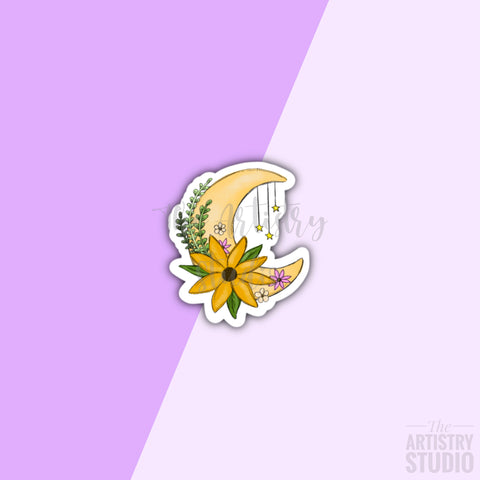 Mini Floral Moon Sticker | 1.55x1.35