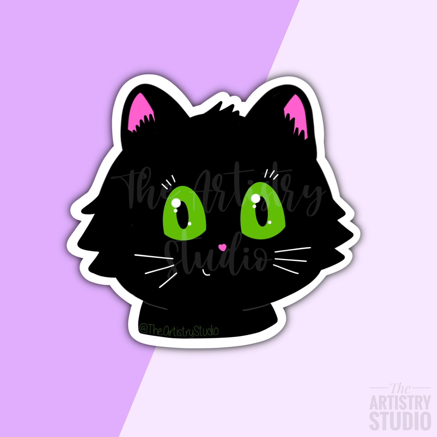 Cartoon Black Cat Sticker | 2.8x2.6