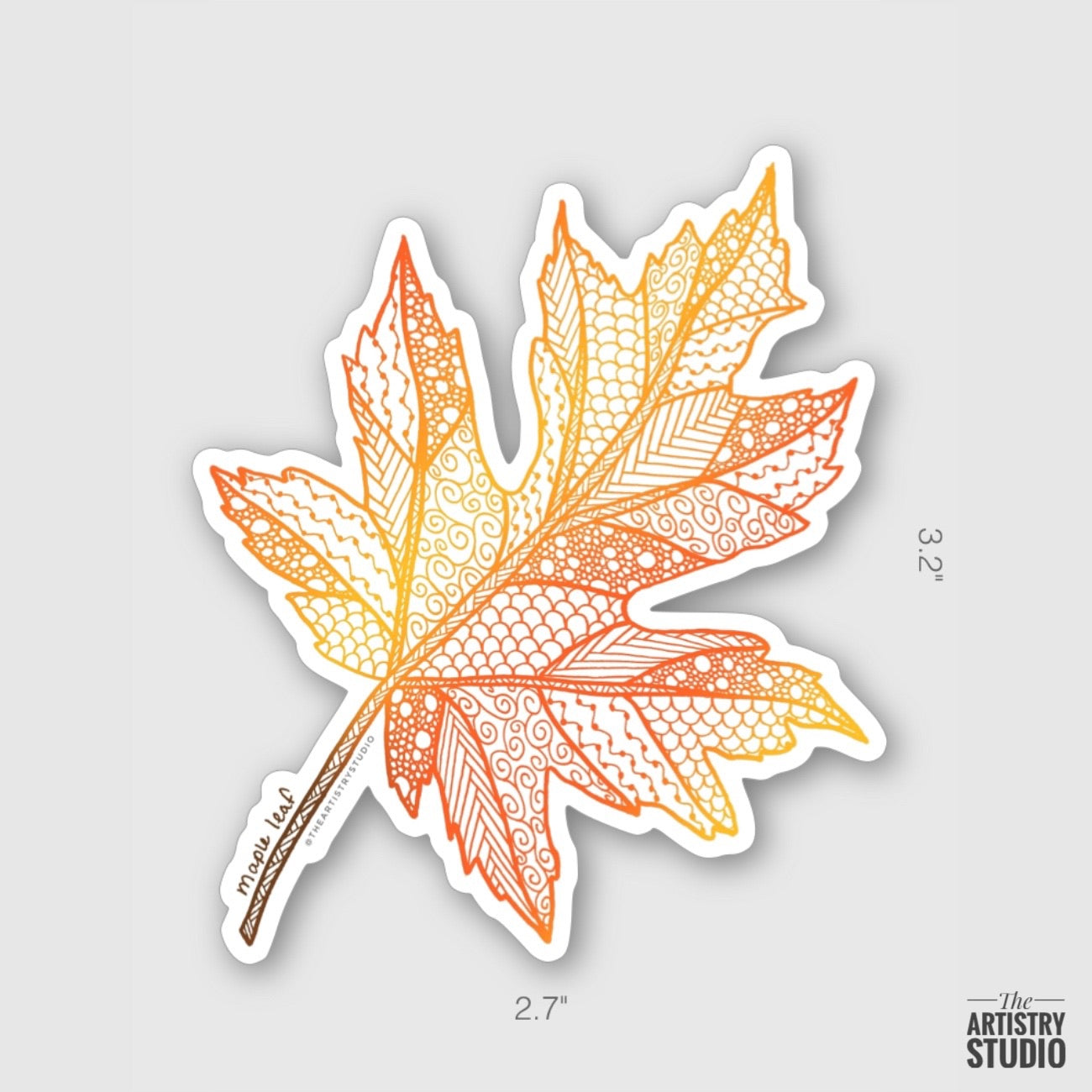 Zen Maple Leaf Sticker | 2.7x3.2