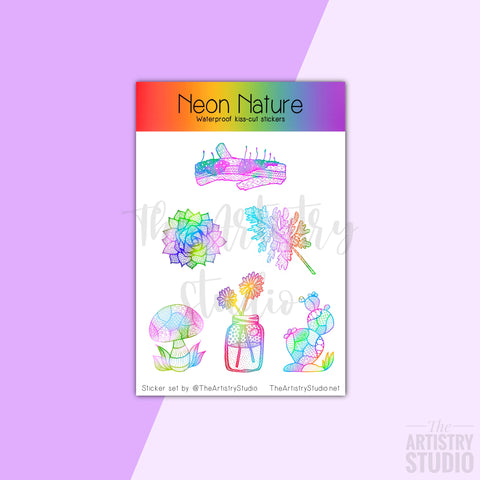 Neon Nature Sticker Sheet | Set of 6